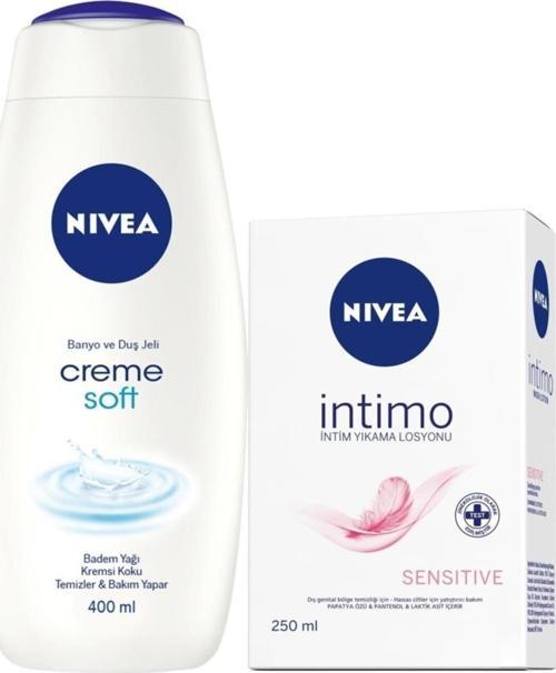 Creme Soft Kadın Duş Jeli 400ml Intimo Hassas Genital Bölge Temizleme Jeli 250ml