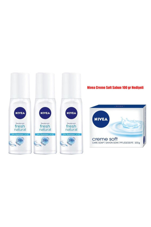 Nıvea Fresh Natural Kadın Deodorant Sprey 75 Ml X 3 Adet