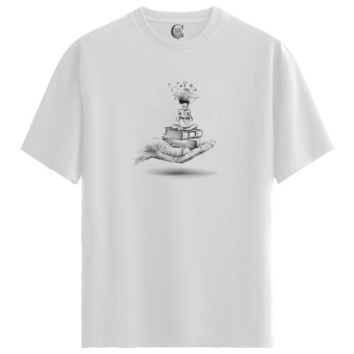 Dream Reader - %100 Pamuklu Erkek Beyaz Tişört - Premium Quality