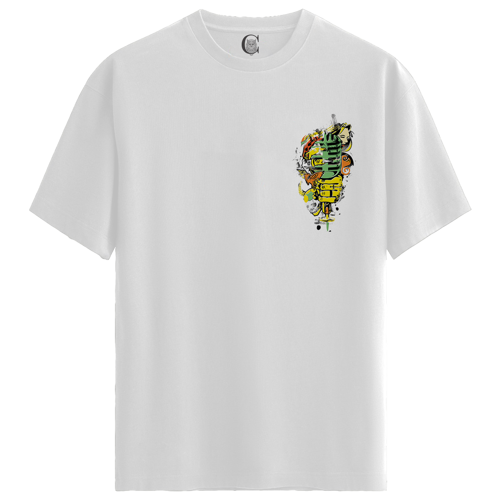 Mic Skull - %100 Pamuklu Erkek Beyaz Tişört - Premium Quality