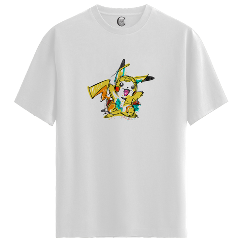 Pikachu Spark - %100 Pamuklu Erkek Beyaz Tişört - Premium Quality