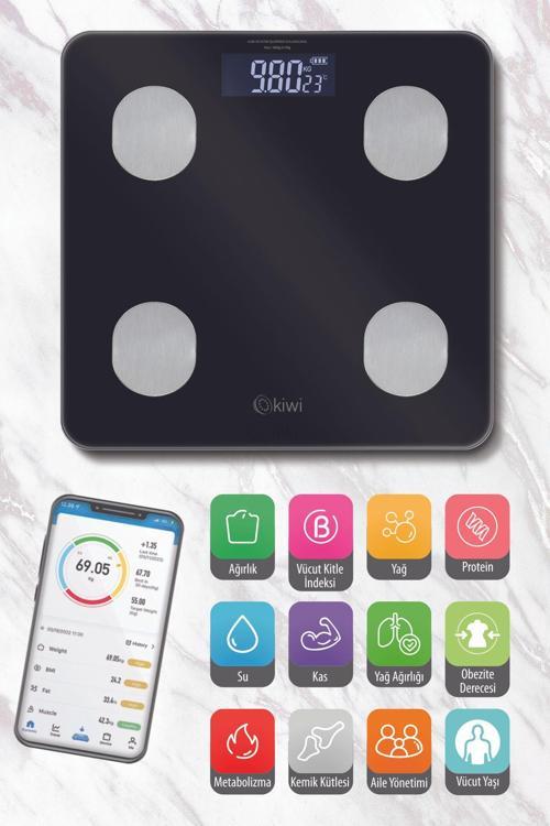 Dijital Baskül Yağ Su Kas Vücut Kitle Endeksi Kilo Ölçer Tartı Abs-1085