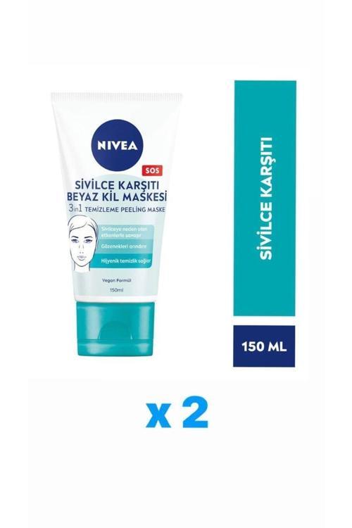 Sivilce Karşıtı Beyaz Kil Maskesi 3'ü 1 Arada 150 Ml X 2 Adet