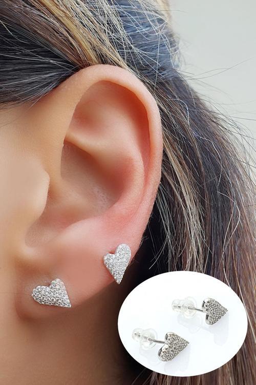 925 ayar Gümüş Kalp Küpe