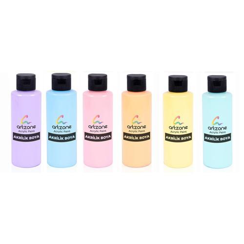 Pastel Renkler - Akrilik Boya Seti 6 Renk x 120ml.