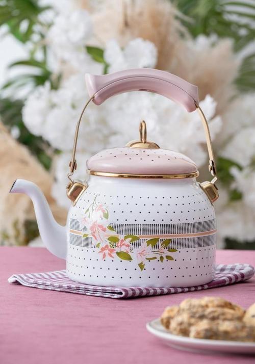 Qualita Flower Emaye Bitki Çayı Demliği XAP-06504