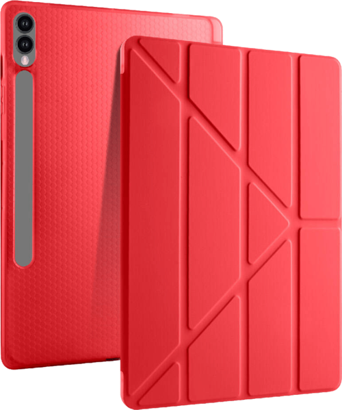 Galaxy Tab S10 Ultra Uyumlu 14,6 inç Kılıf Fuchsia Akıllı Kalem Bölmeli Standlı Tri Folding Smart Kılıf