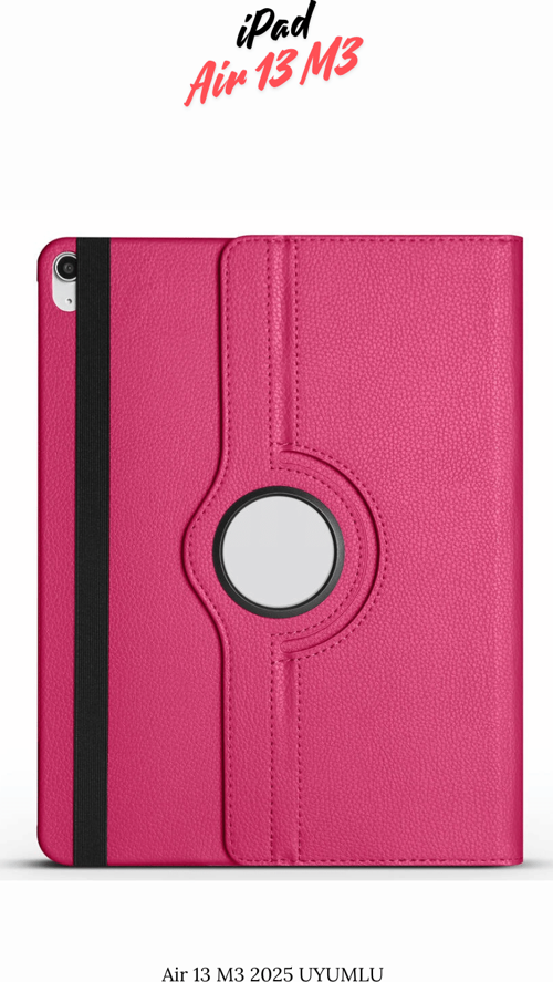 iPad Air 13 M3 2025 Uyumlu 360° Yatay Dikey Dönebilen Deri Tablet Kılıfı
