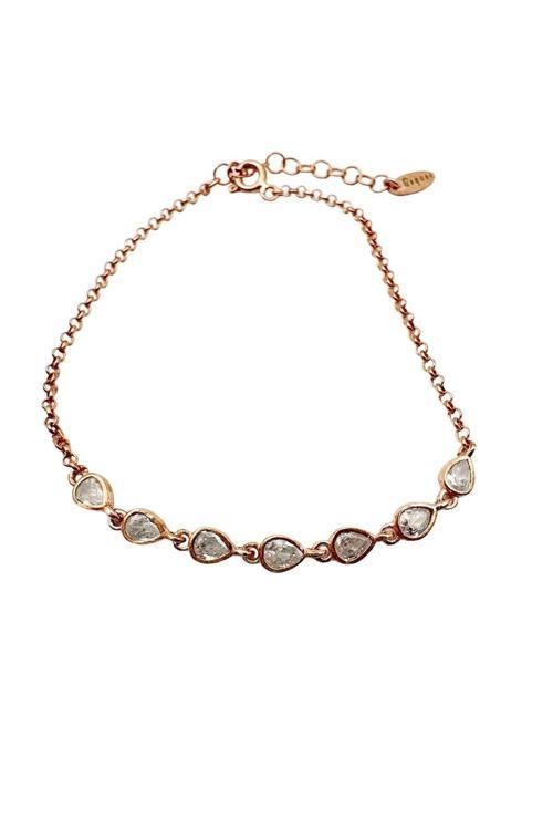 Kadın 925 Ayar Damla Taşlı Gümüş Bileklik Rose Gold