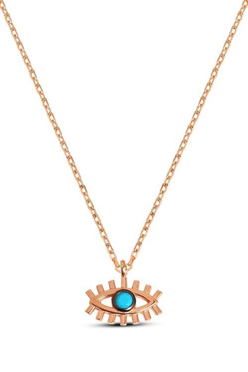 Kadın 925 Ayar Göz Gümüş Kolye Rose Gold
