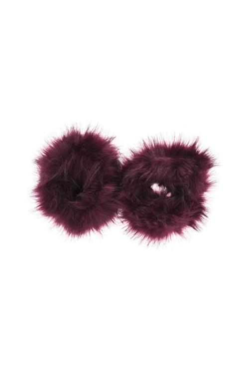 Kadın Suni Kürklü Peluş Yumuşak Bileklik Bordo