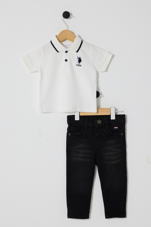 U.S POLO ASSN ERKEK BEBEK 2Lİ PİKE T-SHIRT TAKIM Beyaz