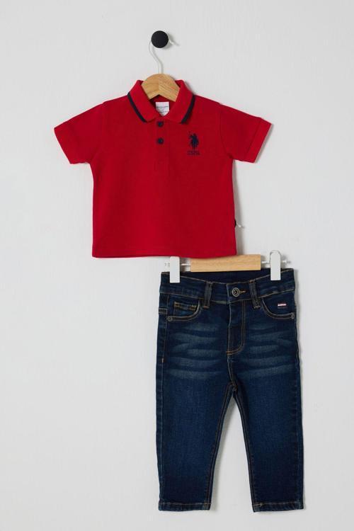 U.S POLO ASSN ERKEK BEBEK 2Lİ  PİKE T-SHIRT TAKIM Kırmızı