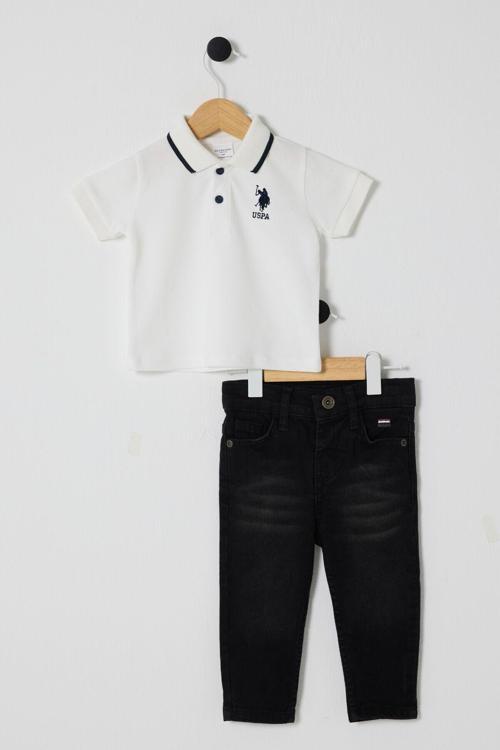 U.S POLO ASSN ERKEK BEBEK 2Lİ  PİKE T-SHIRT TAKIM Beyaz