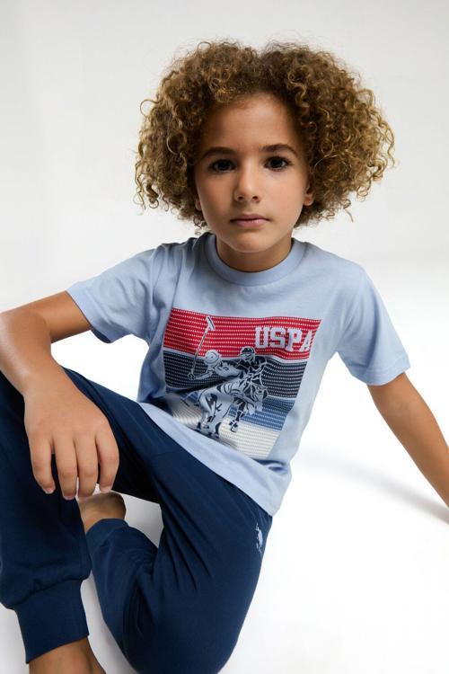 Erkek Çocuk Mavi Kısa Kol Pijama Takım