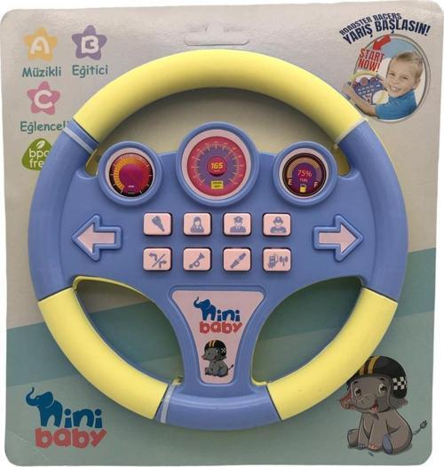 Nini Baby Direksiyon Eğitici Sesli Müzikli 21*21 cm 8 Tuşlu Oyuncak Direksiyon