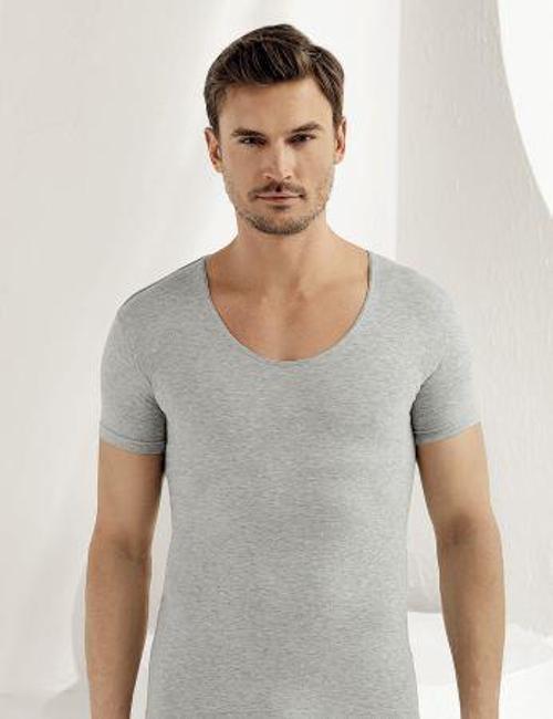 Erkek Kısa Kollu Likralı Süprem Atlet ME085