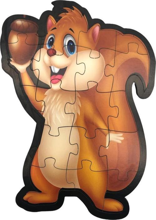 Ahşap Sincap Puzzle 18 Parça Arka Yüzü Hikayeli Yapboz