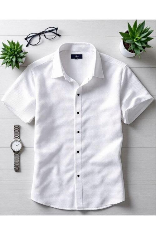 Erkek Yazlık Kısa Kol Likralı Yeni Sezon Gömlek