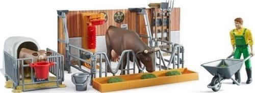 Çiftçi Figürü Ve İnek Çiftliği