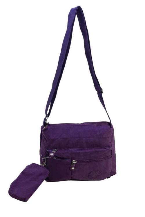 Klinkır Kumaş Çok Cepli Çapraz Askılı Kadın Çanta Yağmur Kaydıran Hafif Kumaş