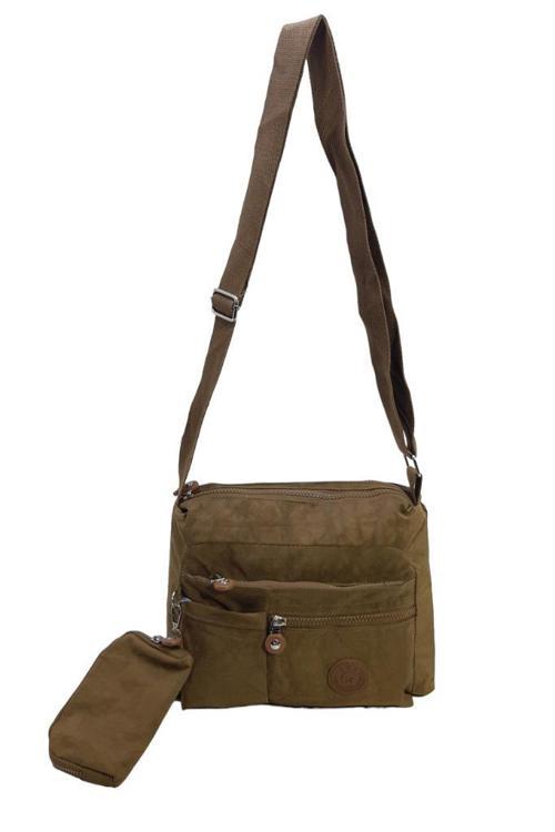 Klinkır Kumaş Çok Cepli Çapraz Askılı Kadın Çanta Yağmur Kaydıran Hafif Kumaş