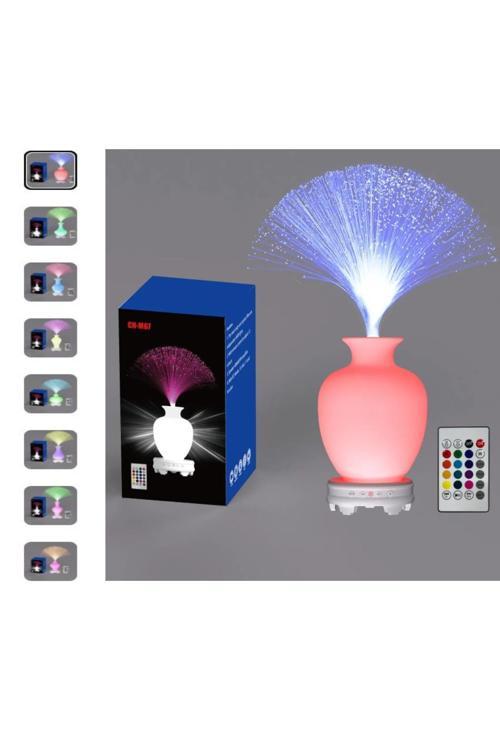 Bluetooth Hoparlör Vazo Tasarımlı Püsgüllü Kumandalı 17 Çeşit Rengarenk RGB Ledli