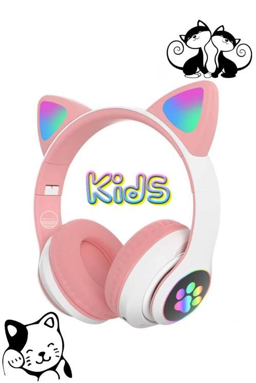 Bluetooth Kedi Kulaklık Aux Girişli Hafıza Kartlı Kulak Üstü Bluetooth Pisi Pisi Miyav Kedi Kulaklık