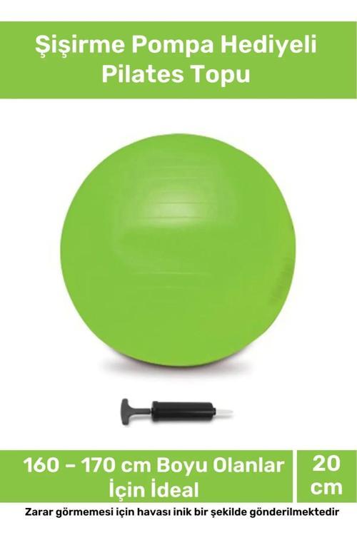 Deluxe Serisi Dayanıklı Yüksek Kalite Mini Gymball 20 cm Yeşil Pilates Topu Şişirme Pompa