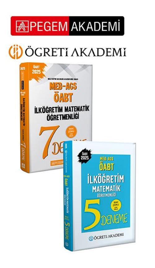 PEGEM AKADEMİ 2025 MEB AGS ÖABT İlköğretim Matematik Öğretmenliği Tamamı Çözümlü 5 Deneme + 2025 MEB
