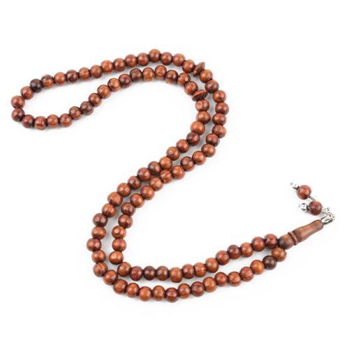Meram Kavak 99luk Küre Kesim 7.5mm Namaz Tesbihi-Kahverengi