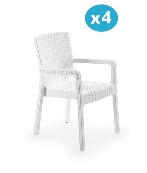 SY-2527 Royale Hasır Desenli Rattan Bahçe Koltuk Sandalye 4'lü Set