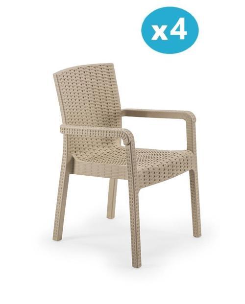 SY-2527 Royale Hasır Desenli Rattan Bahçe Koltuk Sandalye 4'lü Set