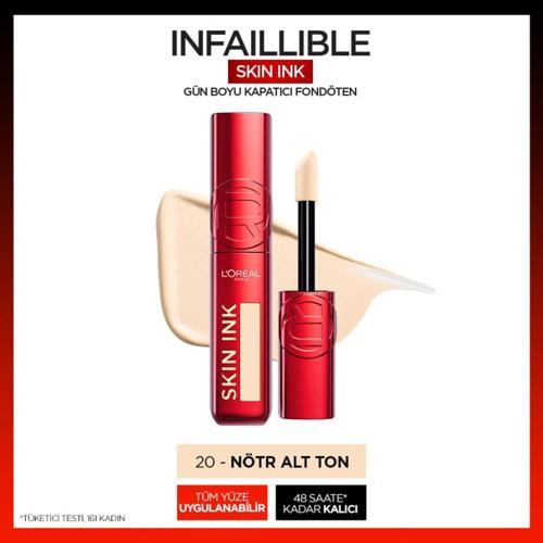 Skin Ink Gün Boyu Kapatıcı Fondöten - Nötr Alt Ton 20