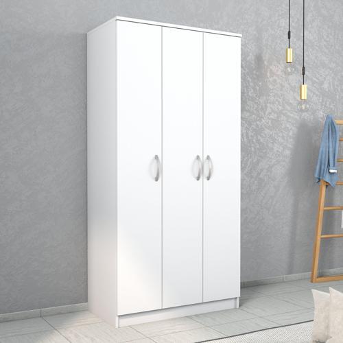 Nisa 3 Kapılı 6 Raflı Geniş Gardrop Beyaz-GRD0901