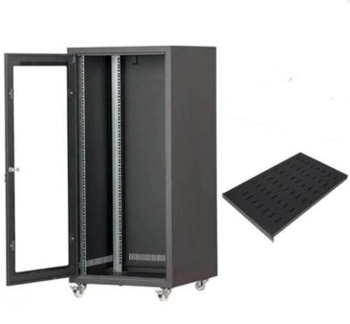 19'' 20U 600X600 TEKERLEKLİ CAMLI RACK KABİNET+SABiT RAF