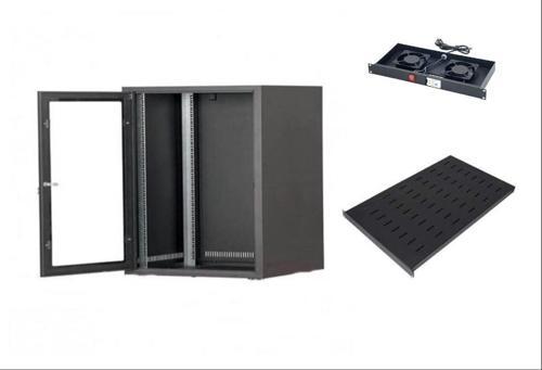 19'' 7U 600X600 CM DUVAR TİPİ RACK KABİNET+ SABİT RAF+2Lİ FAN MODÜLÜ