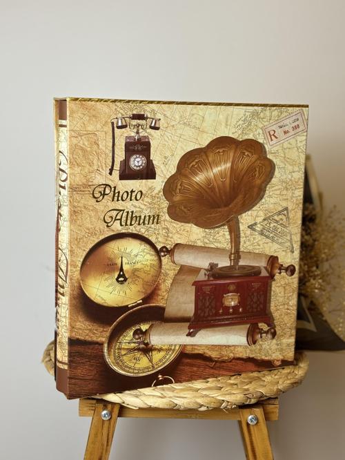Rs21 Fotoğraf Albümü 10x15cm 600 Lük Gramafon Desenli Kutulu Yatay Dikey Modeli