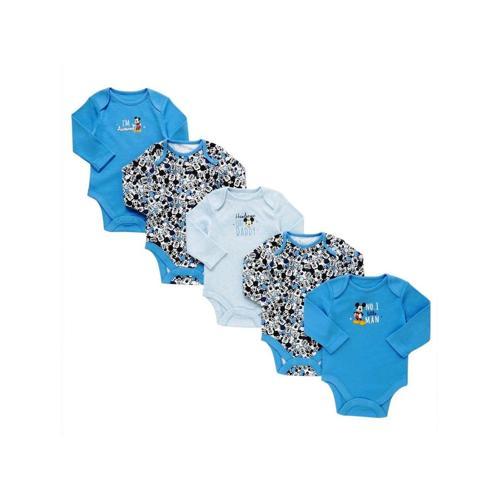 F&F Disney Baby Mickey Mouse Uzun Kollu Body 5 li Bebek Body 12-18 Ay