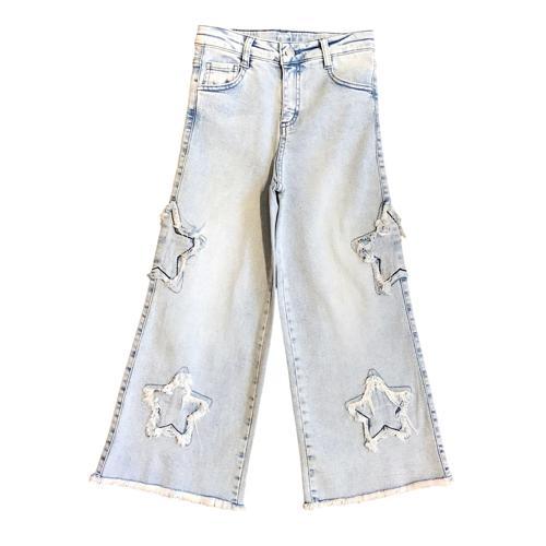 Kız Çocuk Yıldız İşlemeli Jean Pantolon