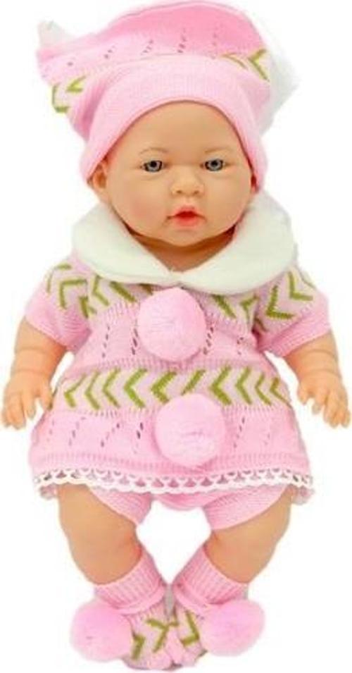 Gerçek Yüzlü Elbiseli Azra Et Bebek Pembe Bereli GLT1127-B