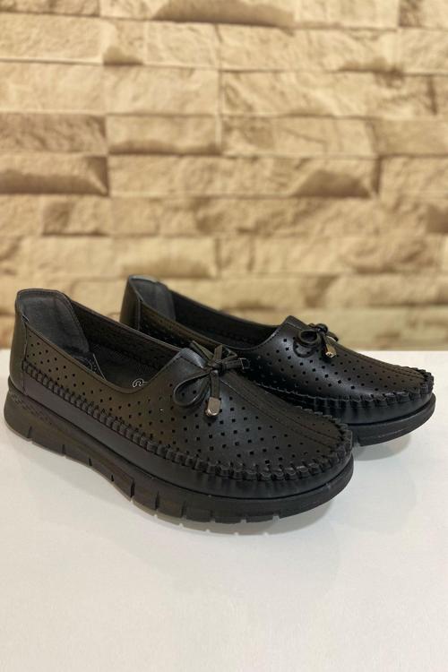 Kadın Anne 4 Nokta Ortopedik Terletmez Kaymaz Anatomik Taban Ayakkabı Günlük Kadın Casual Babet 1021-111-0008 Siyah-40