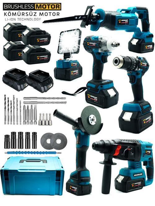 Pro 6'lı Kömürsüz Matkap-Taşlama-Tilki Kuyruğu-Hilti Kırıcı-Bijon Sökme-Led Aydınlatma