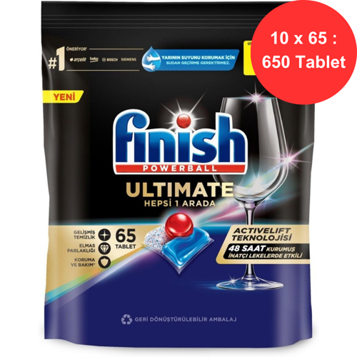 Ultimate Hepsi Bir Arada Bulaşık Makinesi Tableti | 10 Paket | Toplam 650 Yıkama | Ekonomik Süper Set