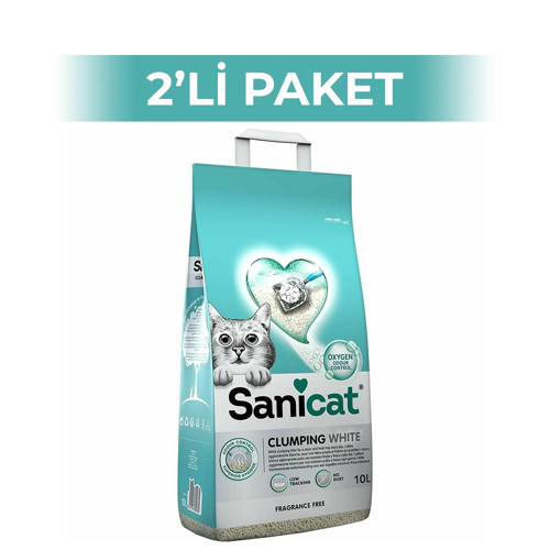 Clumping White Cotton Oksijen Kontrol Topaklanan Kedi Kumu 10 lt 2 Adet