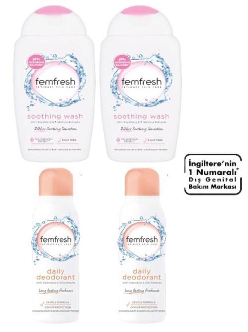 Genital Bölge Rahatlatıcı Yıkama Jeli 250 Ml 2 Adet + Genital Bölge Deodorantı - Intimate Deodorant 125 Ml 2 Ad