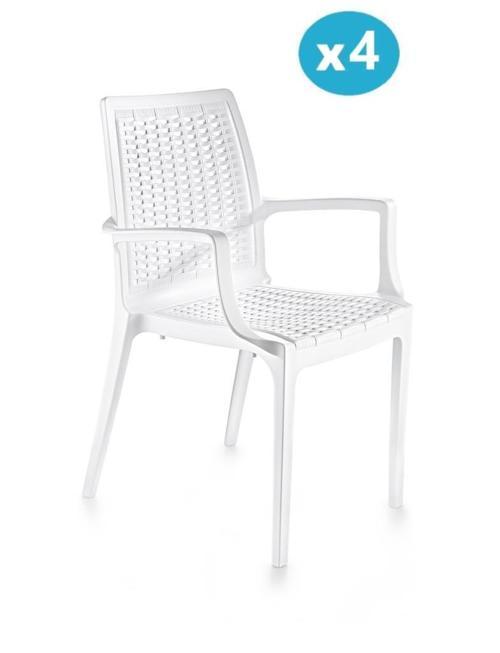 SY-2524 Örgü Desenli Rattan Bahçe Koltuk Sandalye 4'lü Set