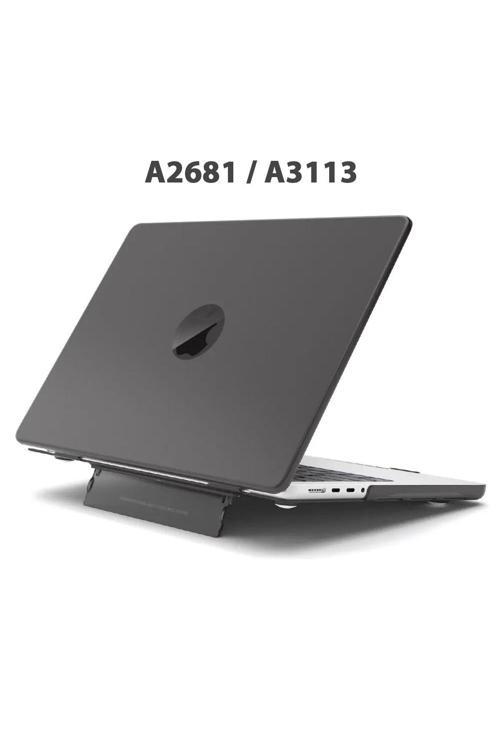 Macbook Air 13.6" M2-m3 Çip 2022/2024 A2681 A3113 Uyumlu Standlı Şeffaf İz Bırakmayan Koruyucu Kapak