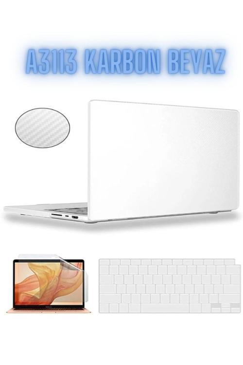 Macbook Air 2024 13.6 Inç M3 Çip A3113 Tam Uyumlu Alt Üst Kılıf Klavye Kılıfı Ekran Koruyucu Film