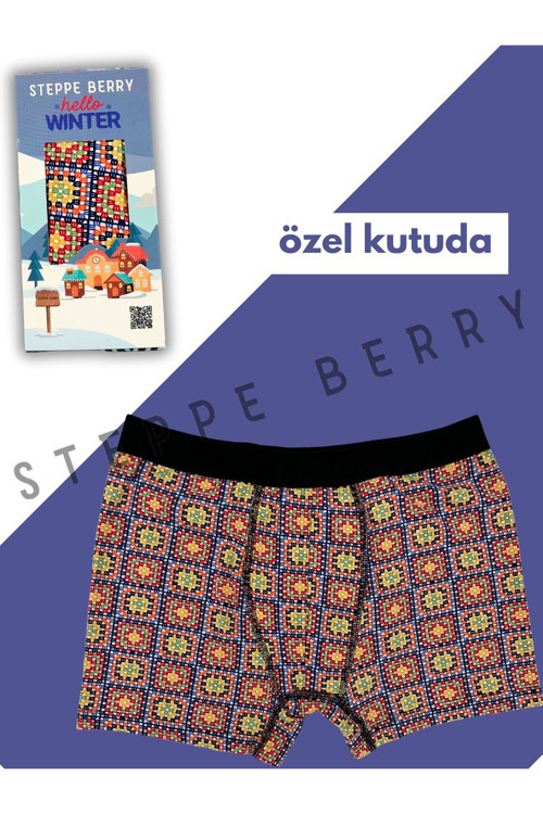 Kutulu Desenli Erkek Boxer